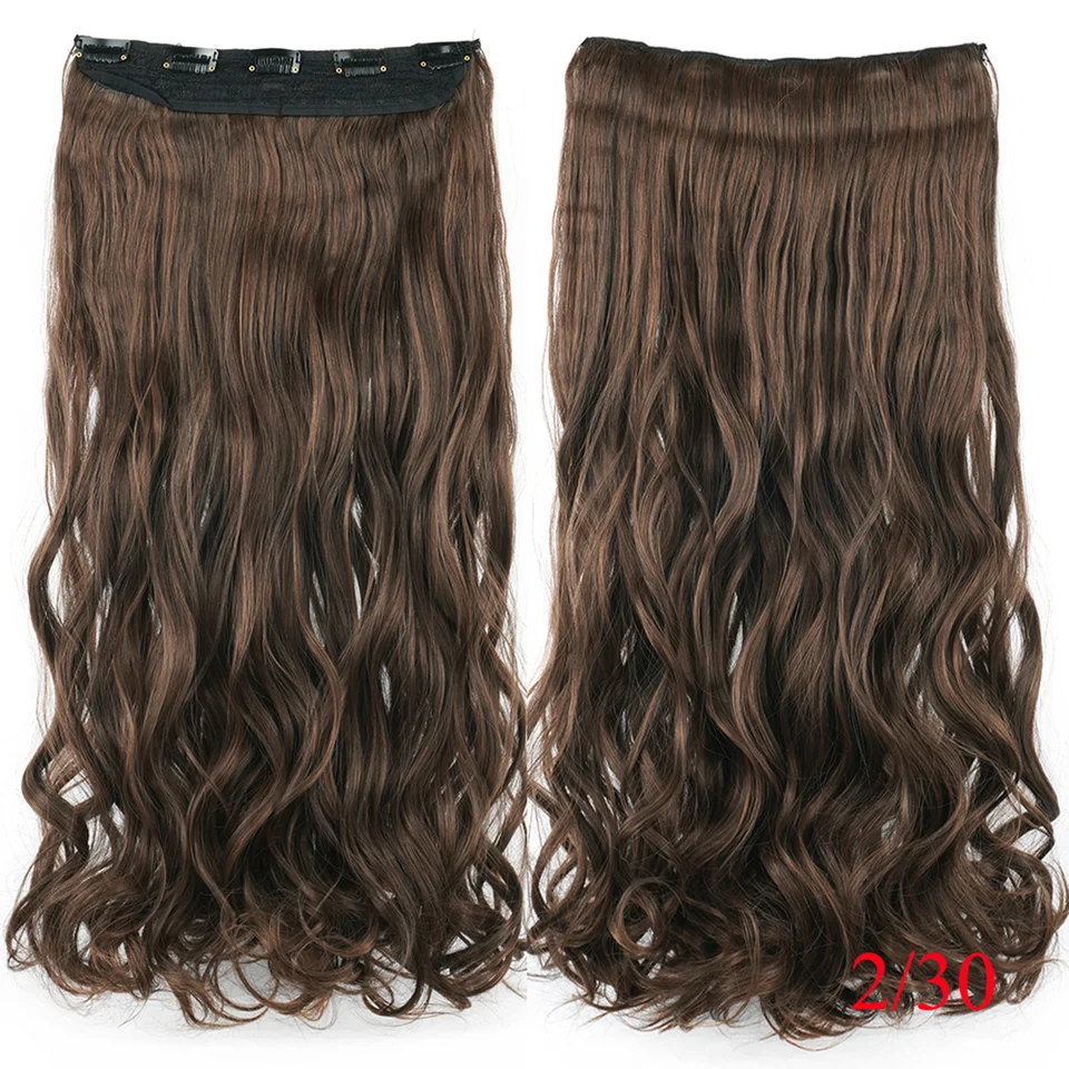 Extensiones de cabello con clip sintéticas Soowee de 24 y 28 pulgadas, con encantos, rubio sucio y marrón rizado 5