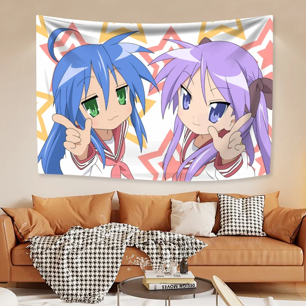 Kawaii Anime Tapestries Lucky Star Izumi Konata Japanese Home Decor Wall Hanging Carpets Bedroom Background Friend Gift