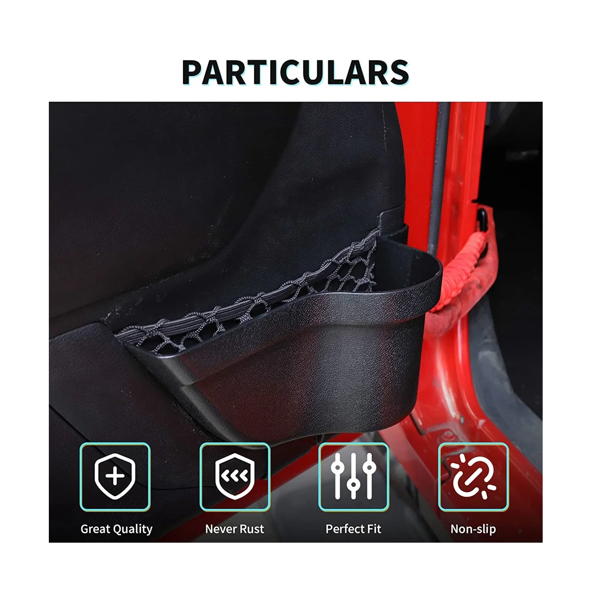 Front Door Side Insert Storage Pockets Box with Cup Holder Interior Accessories for 2011-2017 Jeep Wrangler JK 2/4 Door image 3