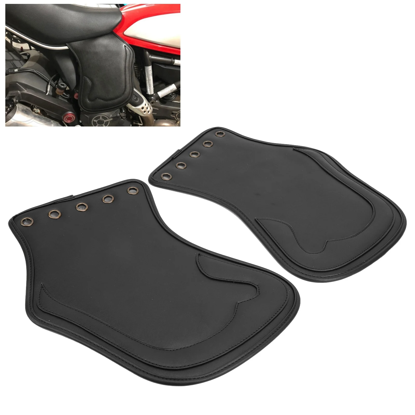 2pcs Motorcycle PU Heat Deflector Engine Heating Insulation Cushion Saddle Guard Side Saddle Heat Shield Deflector