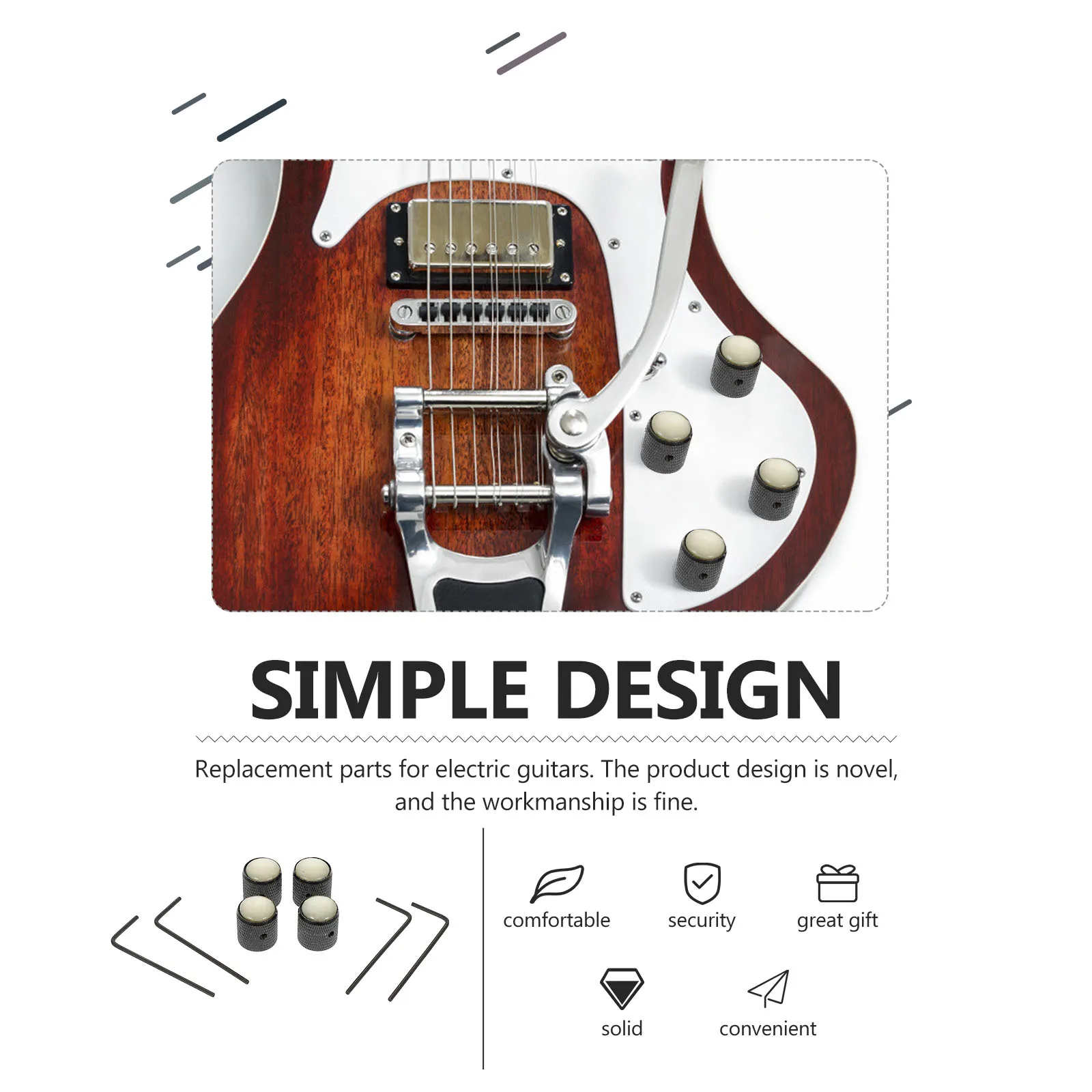 

4 Pcs Electric Guitar Accessories Replacement Volume Tone Control Knobs Metal Design for Electric Bass Guitar Components