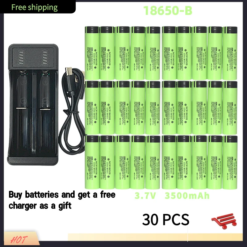 Free Shipping Air Express NCR 18650B 34B 3.7V 3500mAh 30A Discharge Lithium-ion Rechargeable Battery Charger for Monitoring