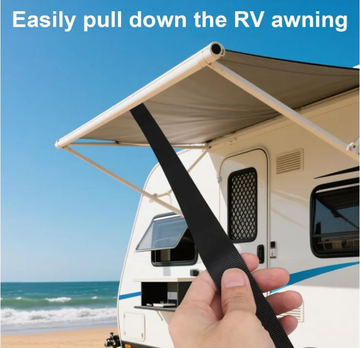 2 Pcs Awning Pull Strap Heavy Duty Replacement For RV Camping Trailer Stainless Steel Reinforcement Ring Caravan Motorhome Tie