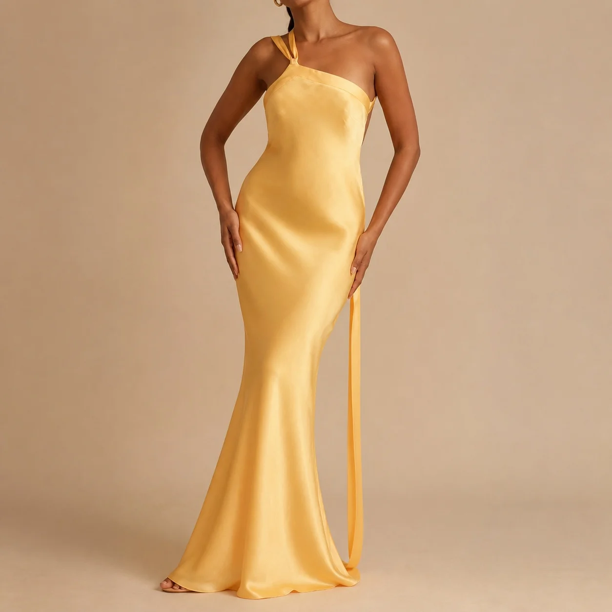 Women's Summer Wedding Guest Dress Elegant Off Shoulder Satin Bodycon Long Pencil Dress for Prom Banquet Holiday Solid Color