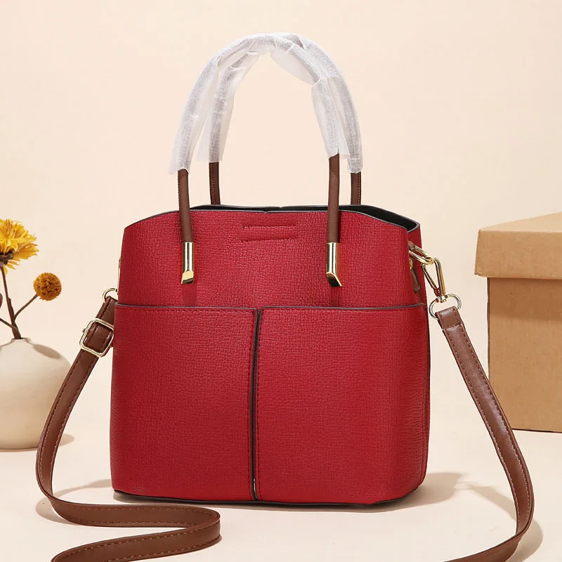 

Large Capacity Single Shoulder Bag For Women Trendy PU Leather Tote Bags Solid Color Ladies Handbag With Front Pocket bolsos