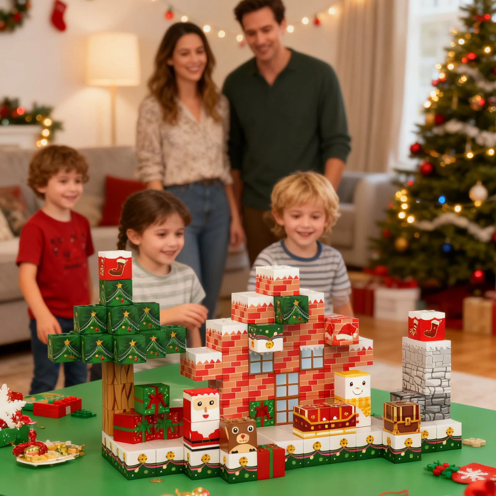 TOYLINX 154PCS Magnetische Blokken Stem Onderwijs Kit Speelgoed met Sneeuw Huis Building Set voor Kinderen Perfect Kerst/verjaardagscadeau