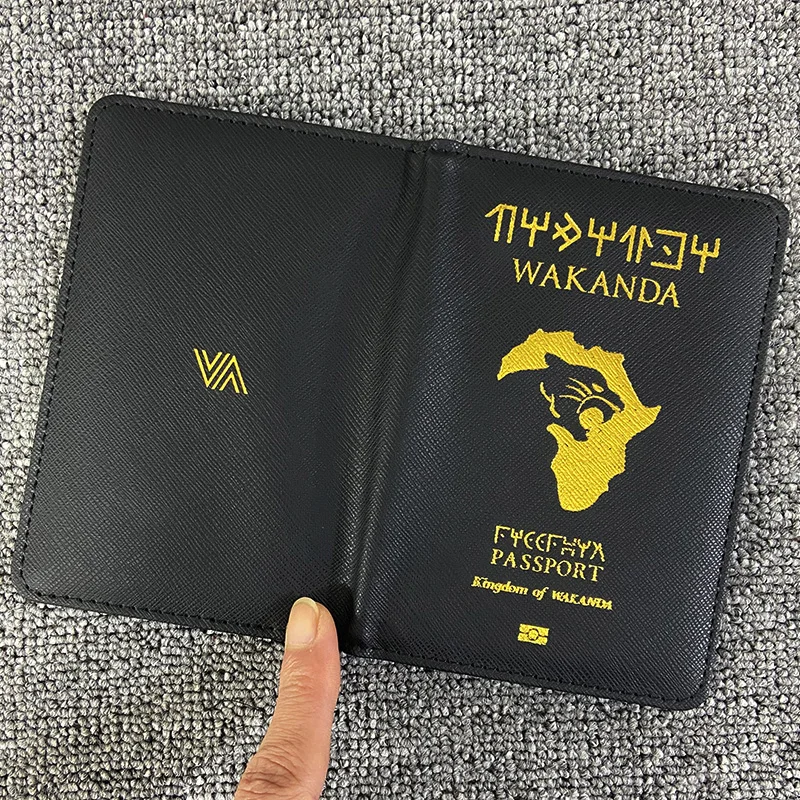 Wakanda 여권 커버 Rfid 차단 Pu 가죽 패킷 케이스 ID 신용 카드 멀티 페럴 여권 홀더 여행 액세서리