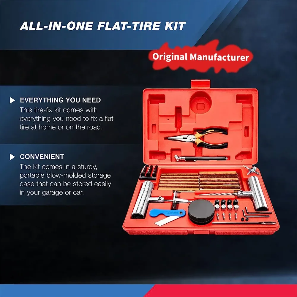 Oem Universal Heavy Duty Tire Repair Kit 57 Piece Value Pack Fix Repair Auto Tool Set Kit Box