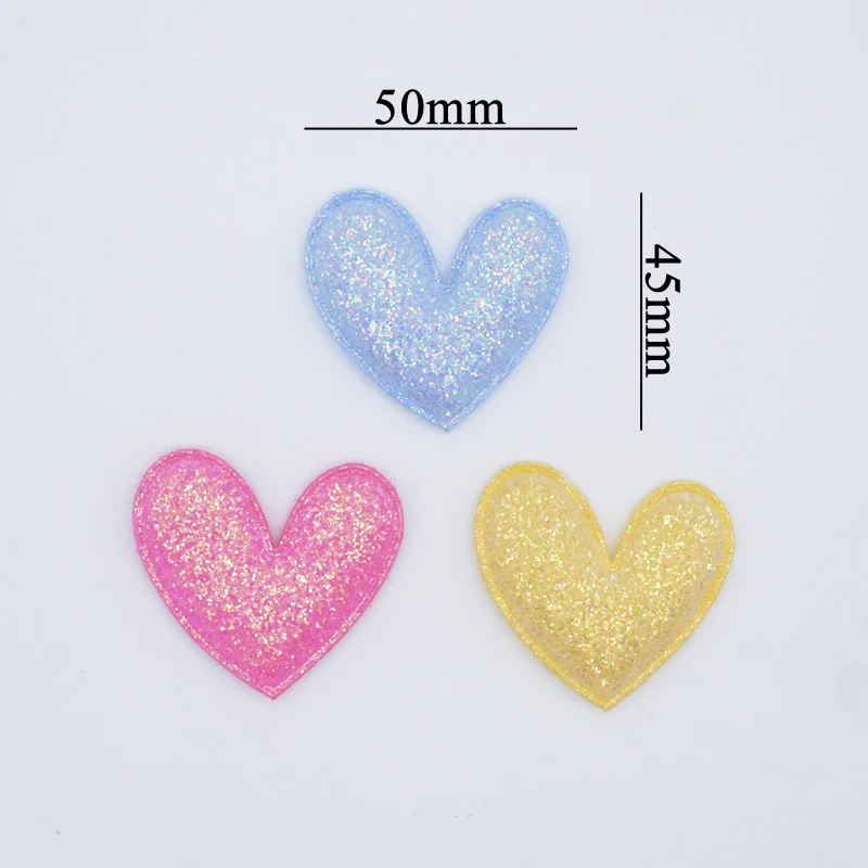 12Pcs Glitter Fabric Padded Heart Applique for DIY Headwear Hair Clips Headbands Decor Baby Hats Clothes Accessoies Patches