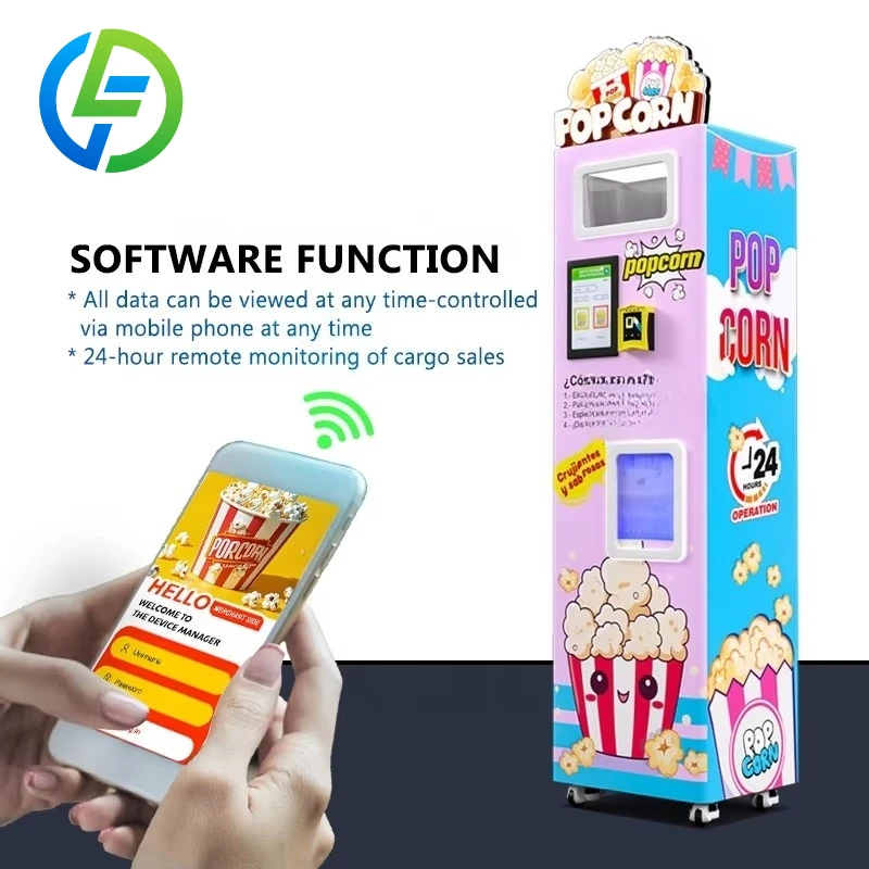 Customized Automatic Hot Flavored Popcorn Maker Coin-Operated Popcorn Vending Machine with QR Code Payment for Shopping Malls
