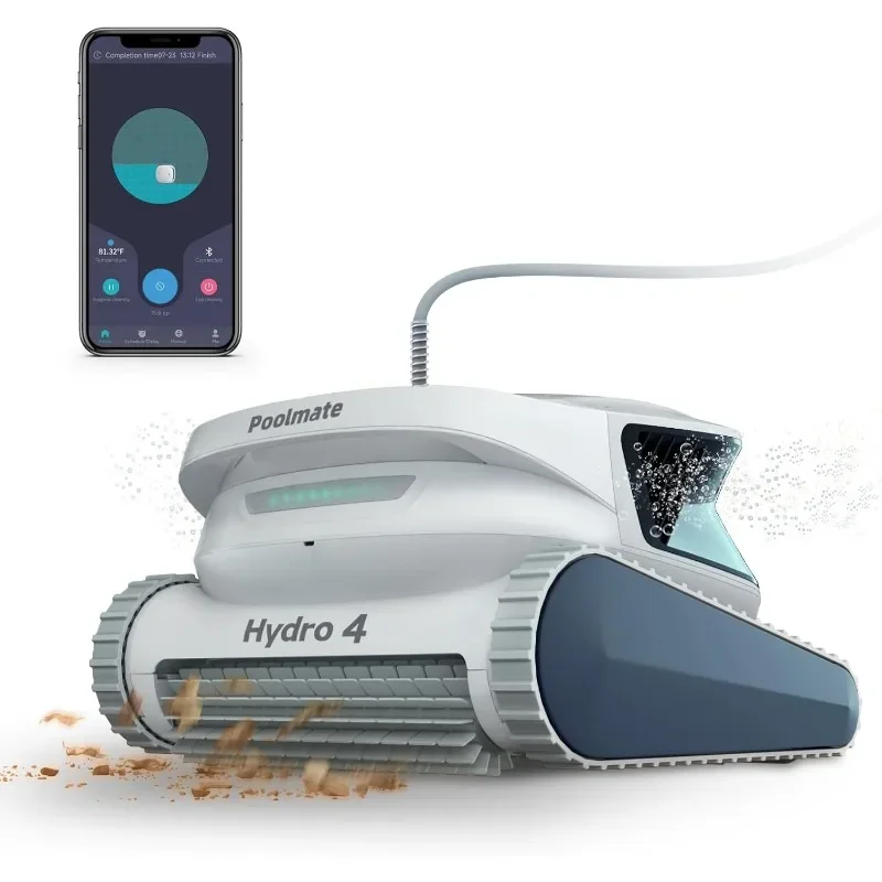 Hydro 4 Pool Robot, Pool Vacuum for Inground and Aboveground Pools, Floor, Wall and Waterline Cleaning and Scrubbing, Smart