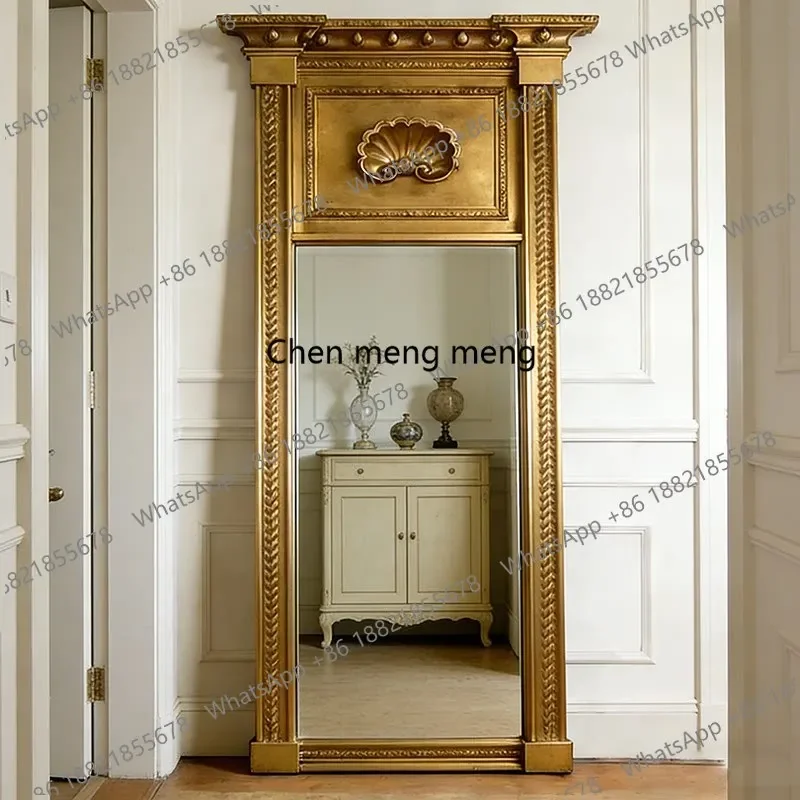 M183 American retro engraving full-body mirror living room old floor-to-ceiling court-style full-length mirror decorative mirror
