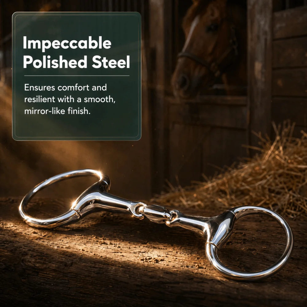 Stainless Steel Horse Gag Ring 125mm Length Rustproof Horse Snaffle Bit Durable Oval Link Oval Link Snaffle Horse Training