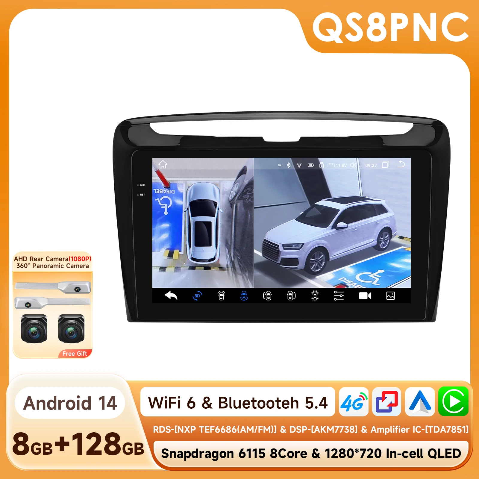 Hizpo 9" draadloze CarPlay Android Auto autoradio voor Lancia Ypsilon 2012 - 2020 Multimedia draadloze Apple CarPlay slimme intelligente systemen IPS touchscreen stereo videospeler 2 Din autoradio