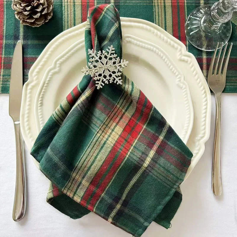 

4pcs Christmas style 30x45cm Tablecloth Napkins, Durable Polyester Thickened Pads, Reusable Kitchen, Dining Napkins Cloth