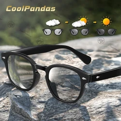 CoolPandas 남녀공용 라운드 프레임 선글라스, 레트로 선글라스, 광변색 편광 틴트 렌즈, 눈부심 방지, UV400, 패션 브랜드