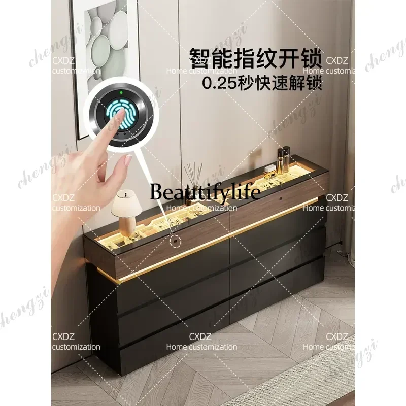 Ultra Thin Jewelry Cabinet Bedroom Chest of Drawers Light Luxury Style Extremely Narrow Storage Locker for End of Bed Wall