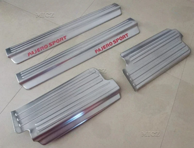 

Для Mitsubishi Pajero Sport 2010-2014 автоаксессуары 4 шт. накладки на пороги из нержавеющей стали, полоса на порог, педаль приветствия
