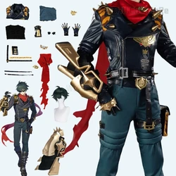 Game Zenless Zone Zero Cosplay Lighter Cosplay Full Suit Pu Leather Coat Lighter Wig Shoes Black Suit Men Hallowen Roleplay Suit
