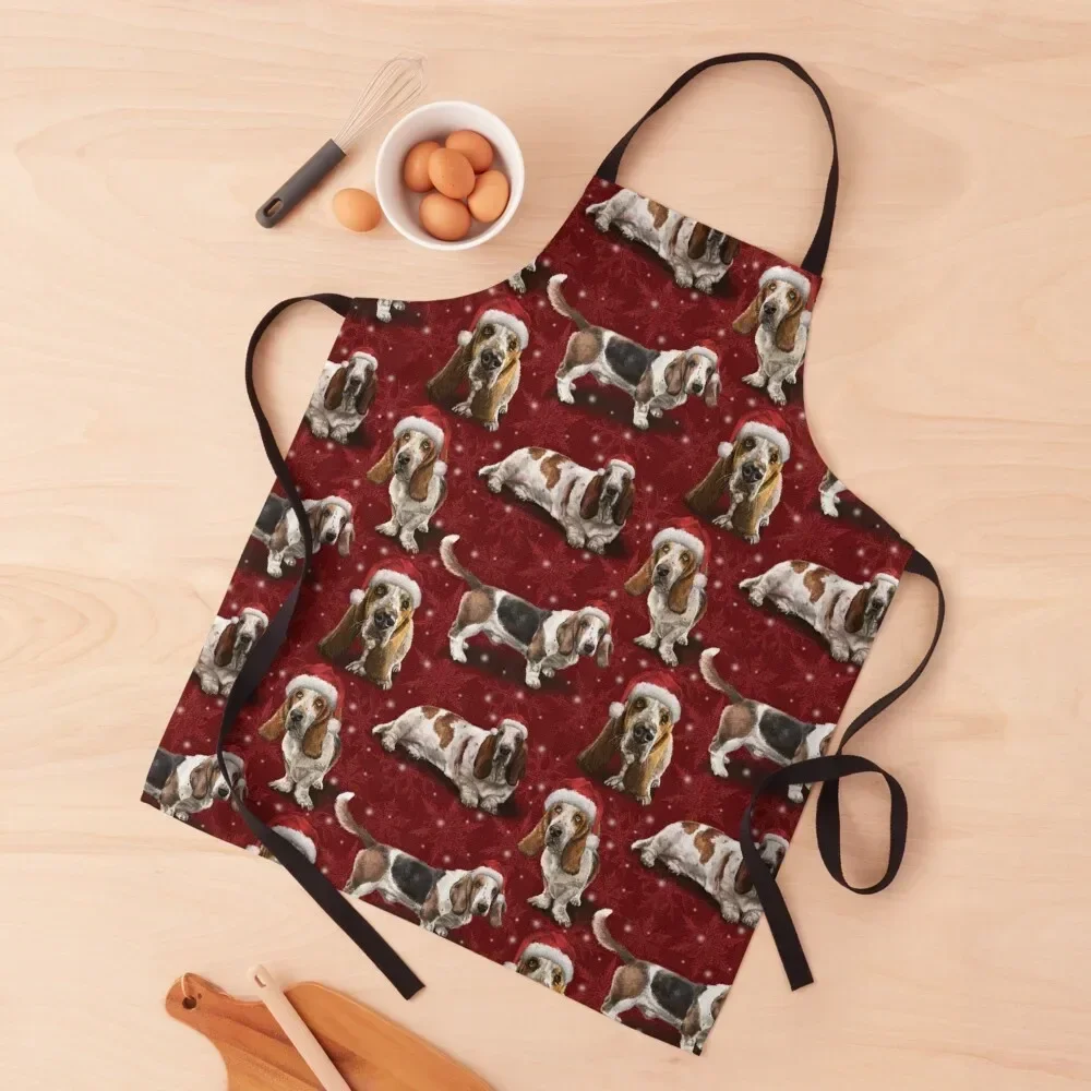 

The Christmas Basset Hound Apron Utensils For Kitchen useful gadgets for home Woman Kitchens Chef Accessory Apron