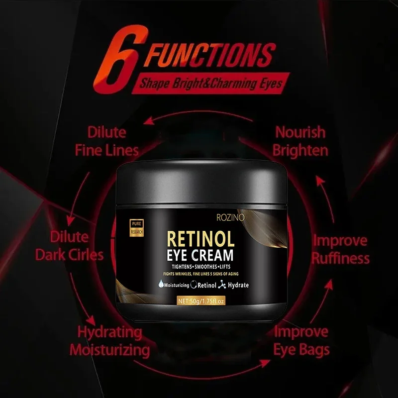 Retinol anti-rugas creme para os olhos para homens, desvanece-se, linhas finas, elevação firmando, anti círculos escuros, remover sacos de olho, iluminar, hidratante cuidado