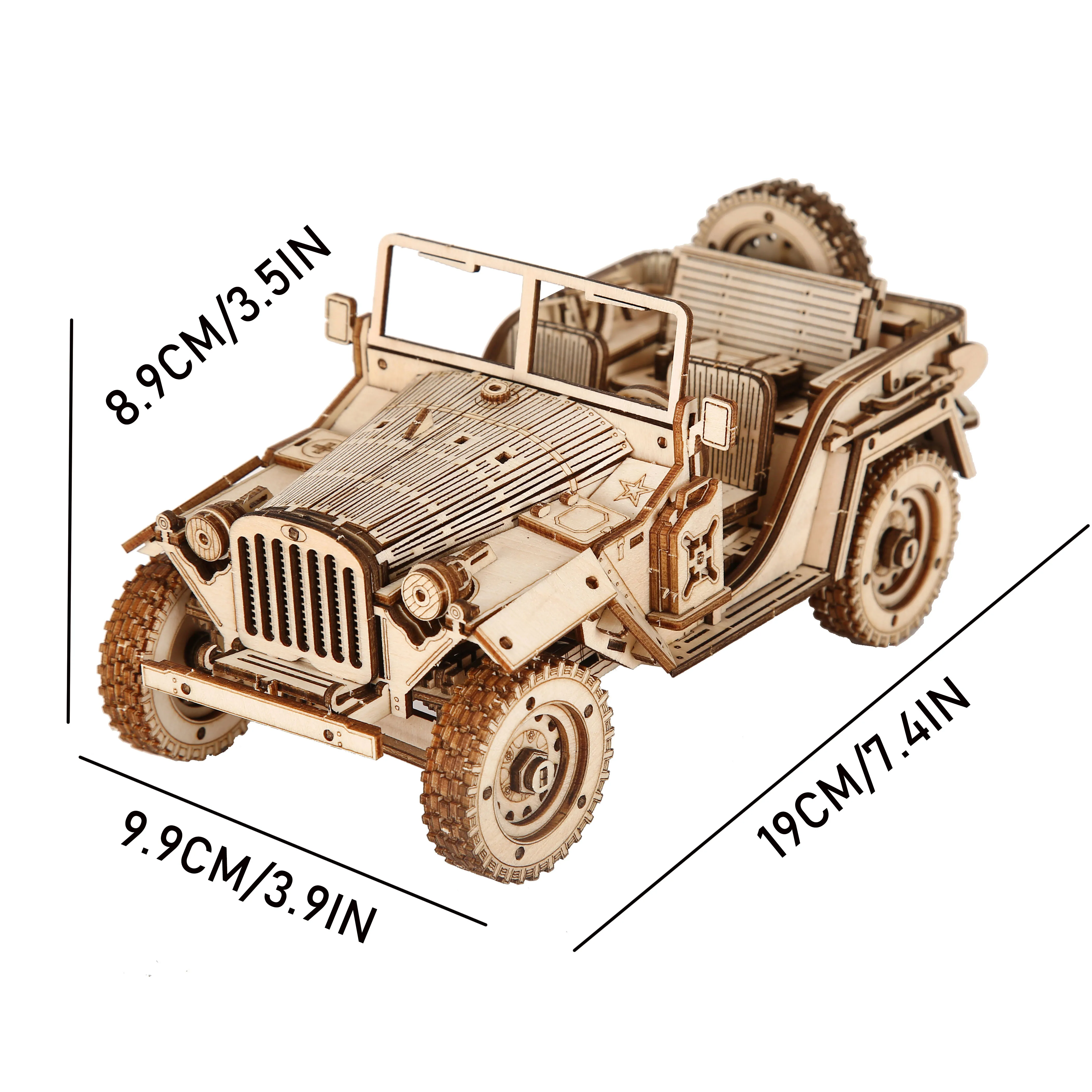 Jeep modèle puzzle 3D en bois, kits de construction de nuits, jouet à assembler soi-même, cadeau d'anniversaire pour enfants et adultes, décoration d'intérieur