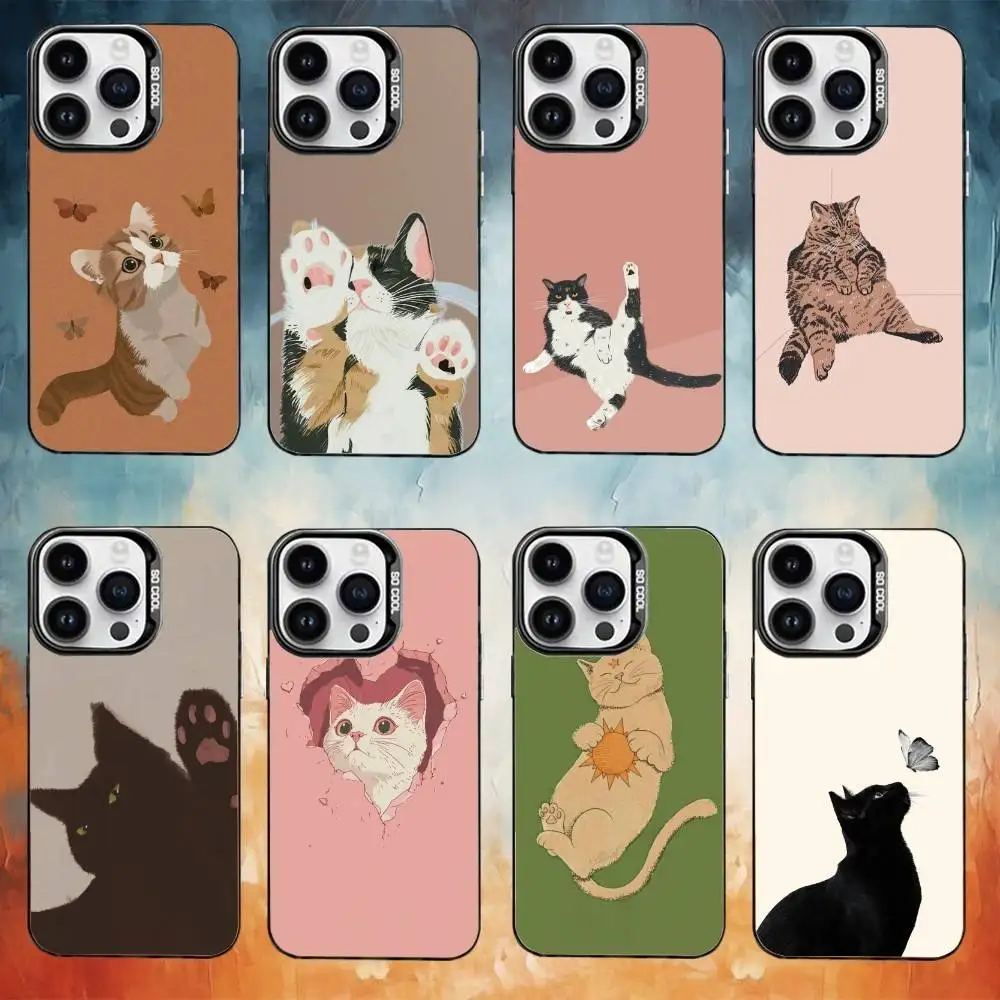 

Cute Cat wallpaper Phone Case For iPhone17,16,15,14,13,12,11 Plus,Pro Max Black Candy Matte Shockproof Cover