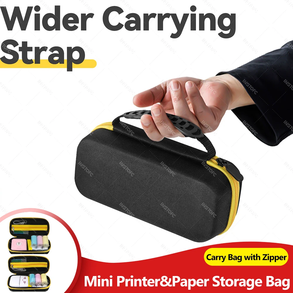 Storage Bag For Peripage A6 Portable Thermal Printer 57mm Protective Case Anti Falling Carry Bag With Zipper for Paper Rolls