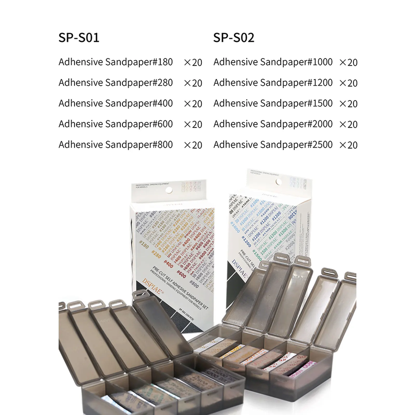 DSPIAE SP-S Pre-Cut Sandpaper Set Self-Adhesive Modeling Tools for DIY Hobby Accessory Model Kit Building Abrasive Sands