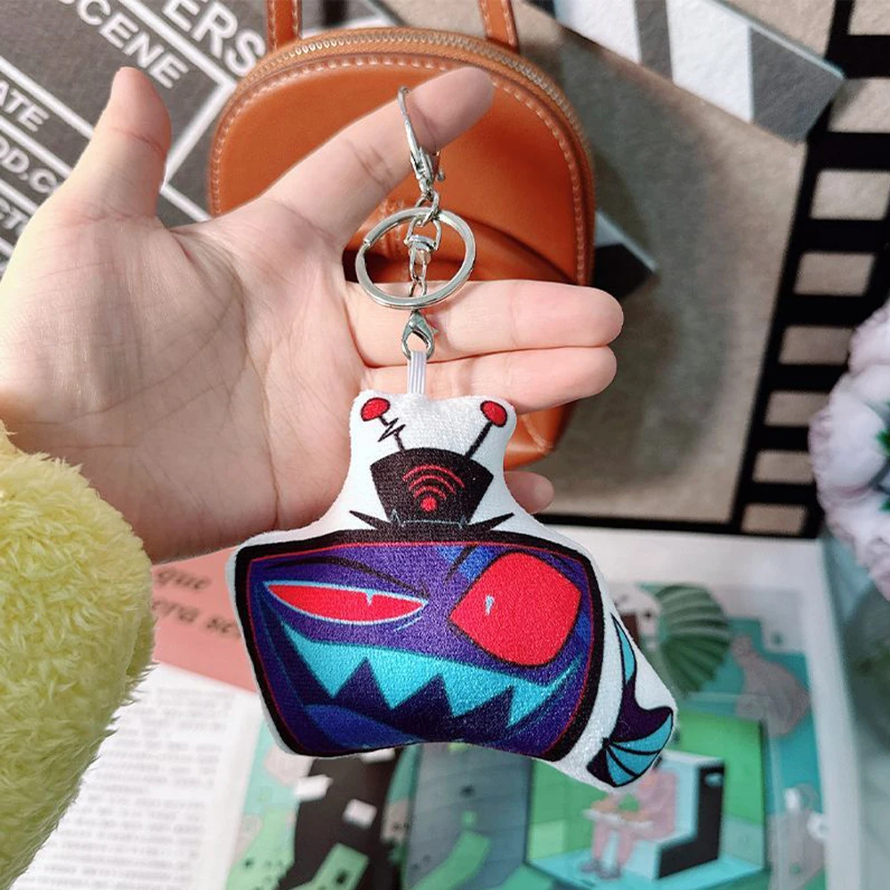 10cm Pressing Can Make Sound Funny Hotel Hazbin 3V Vox Character Plush Toys Anime Animation Keychain Plushie Doll Bag Pendant