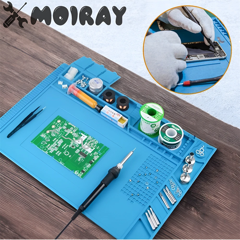 Silicone Soldering Mat ESD Antistatic Heat Resistant Insulation Work Mat Soldering Station Kit Repair Pad Maintenance Platform