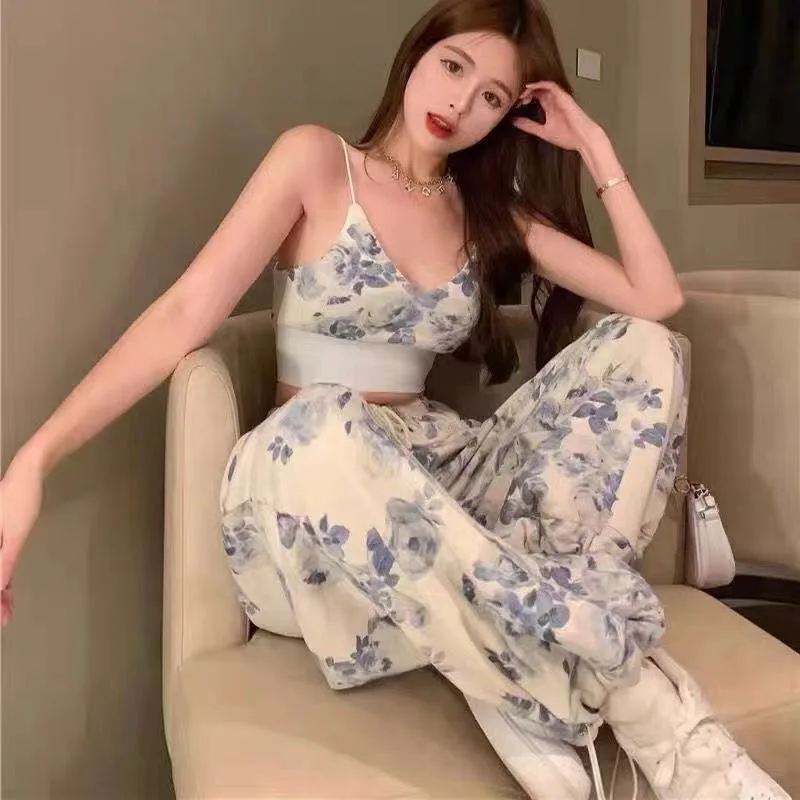 

Fashion Sexy Camisole leggings printed sexy hot girl temperament two-piece suit