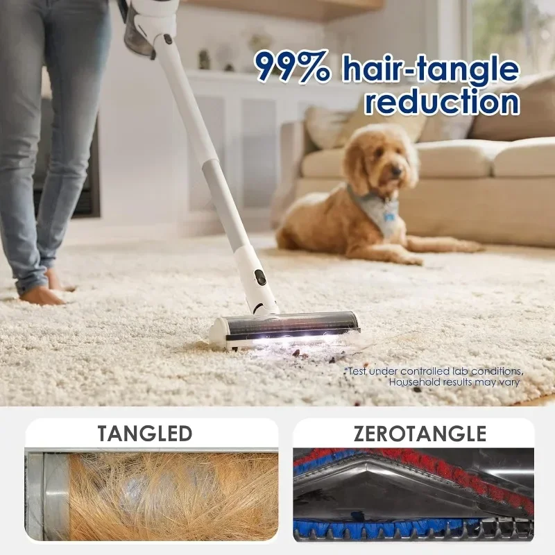 Smart Cordless Vacuum Cleaner, Stick Vacuum Tangle Brush, Deep Clean for Hard Floor and Carpet, Pet Hair Cleaning