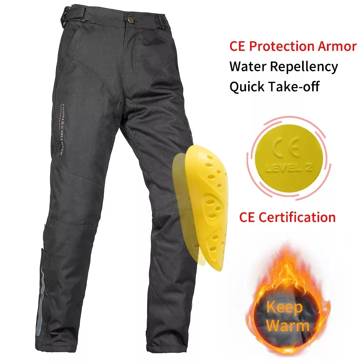 Men Winter Waterproof Quick Take-off Motorcycle Pants Riding Windproof Warm Cotton Liner CE Protector Armor Motocross Accessory