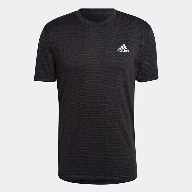 Adidas Men's Black Short - Sleeve Sports T - Shirt with White Brand Logo for Running and Fitness