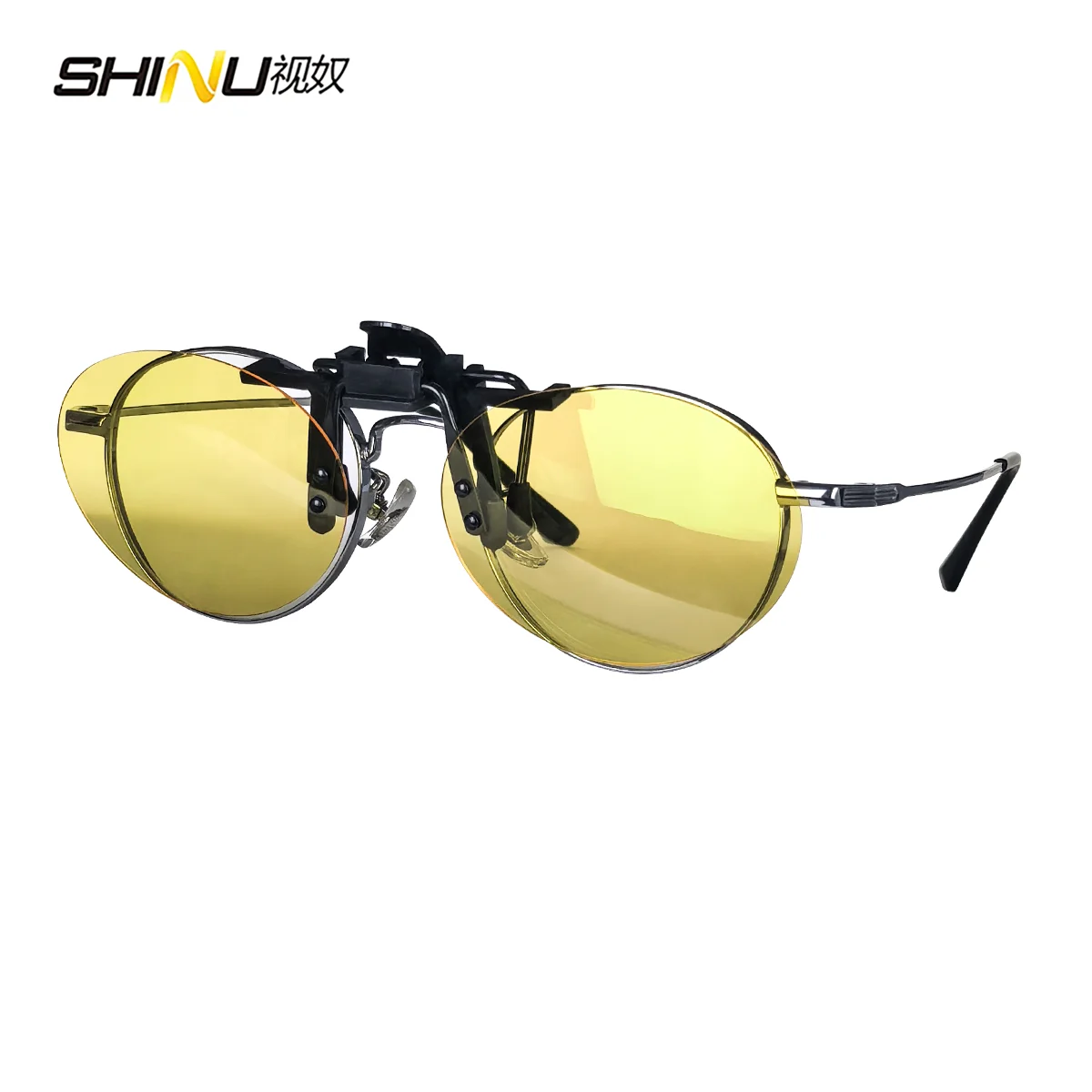 SHINU Rote Linsen-Clip-On-Brille zum Schlafen besser, runde orangefarbene Linse für Spiele oder Arbeiten, gelbe Linsen, Nachtsicht zum Fahren – Detail 13