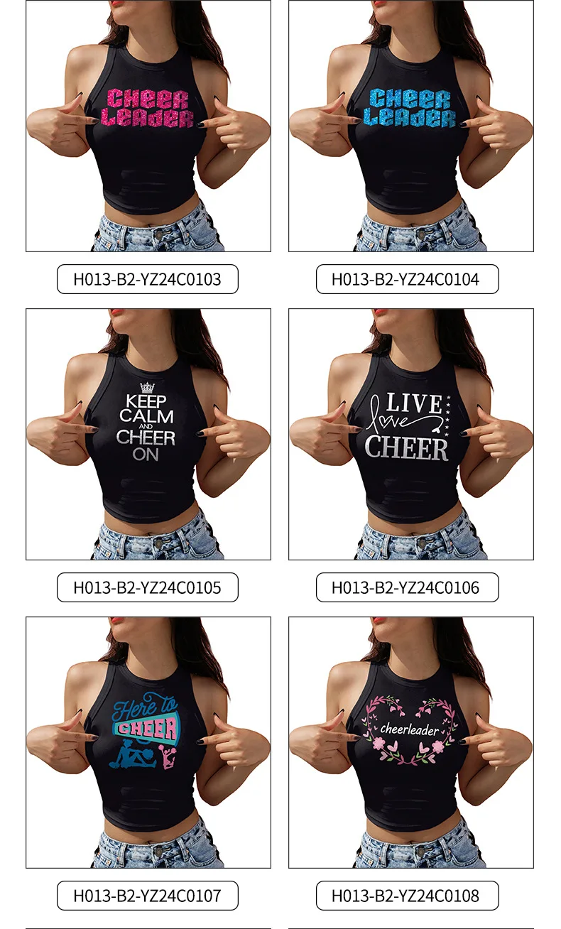 Nadanbao Damen Lustiges Buchstabendruck Crop Top Sommer Sexy Schlankes Ärmelloses Shirt Mode Y2K Schwarze Kurze Weste Tägliches Casual Sport Top – Detail 8
