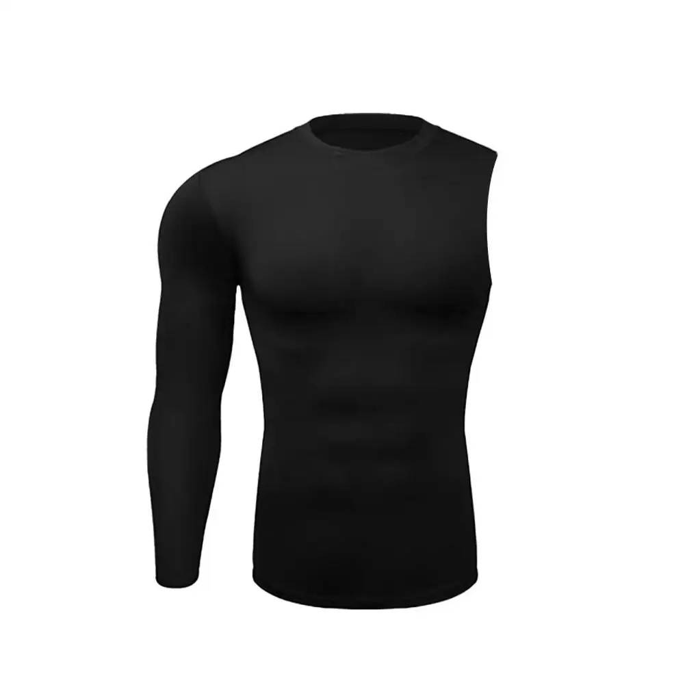 Men One Arm Sleeve T-shirts Quick-Drying Breathable Jogger Comfortable Sports Yoga Exercise Pants Fitness Compression Baske Q6C1