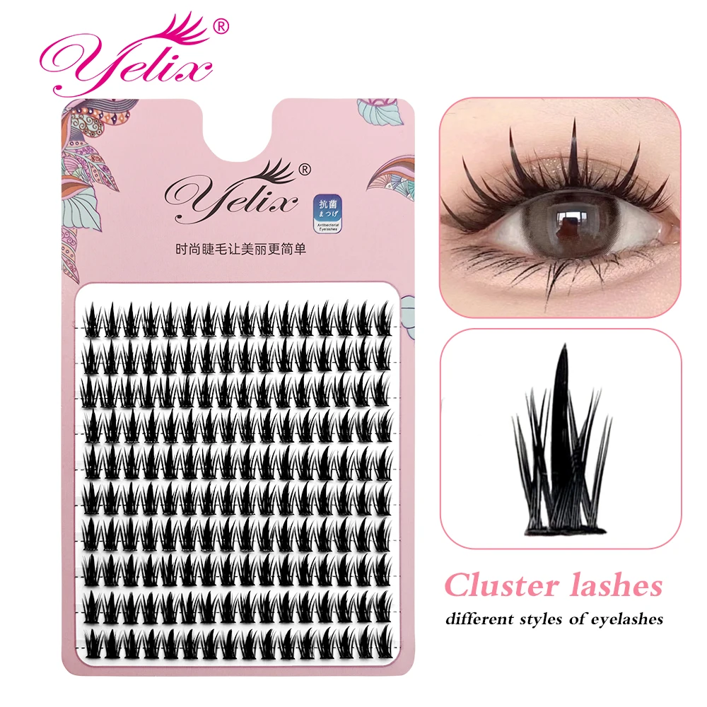 Yelix 160 clusters anime lashes Cosplay lash clusters wispy japanese makeup spikes eyelashes strands eyelash