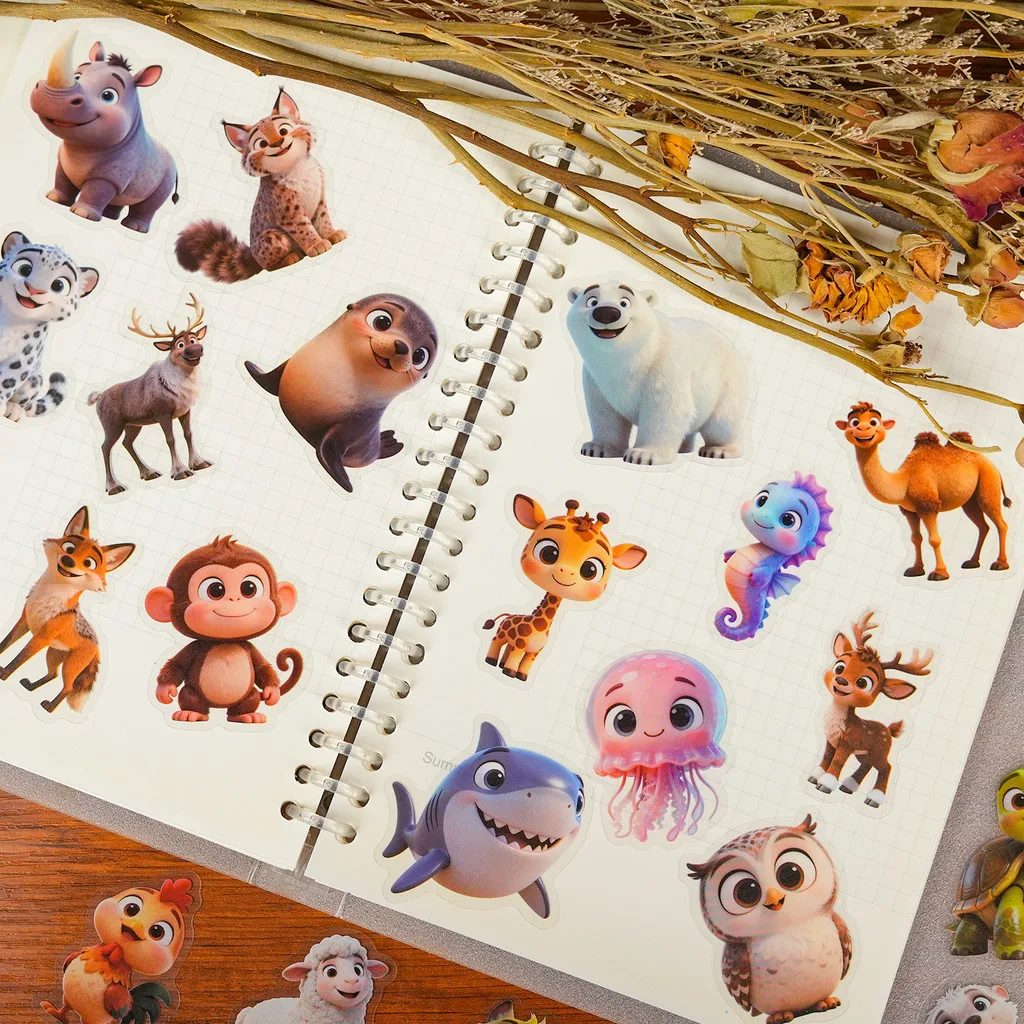 56 шт. новые милые наклейки с мультяшными животными-прозрачные детские декоративные наклейки для домашних животных BulingBulingStickers Store