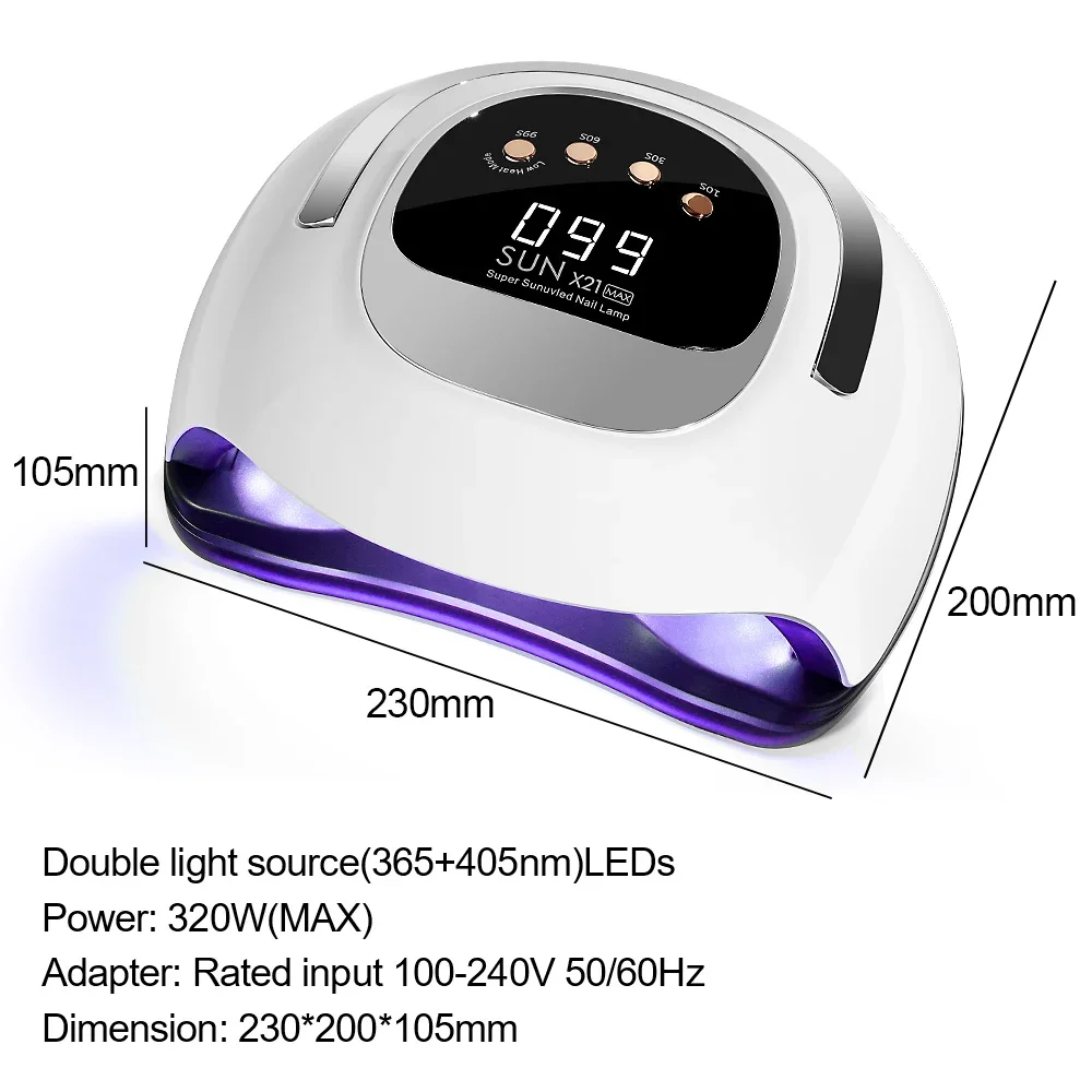 Secador de unhas poderoso com grande tela sensível ao toque, lâmpada LED para cura de esmalte, lâmpada de secagem profissional 72LEDs 320W