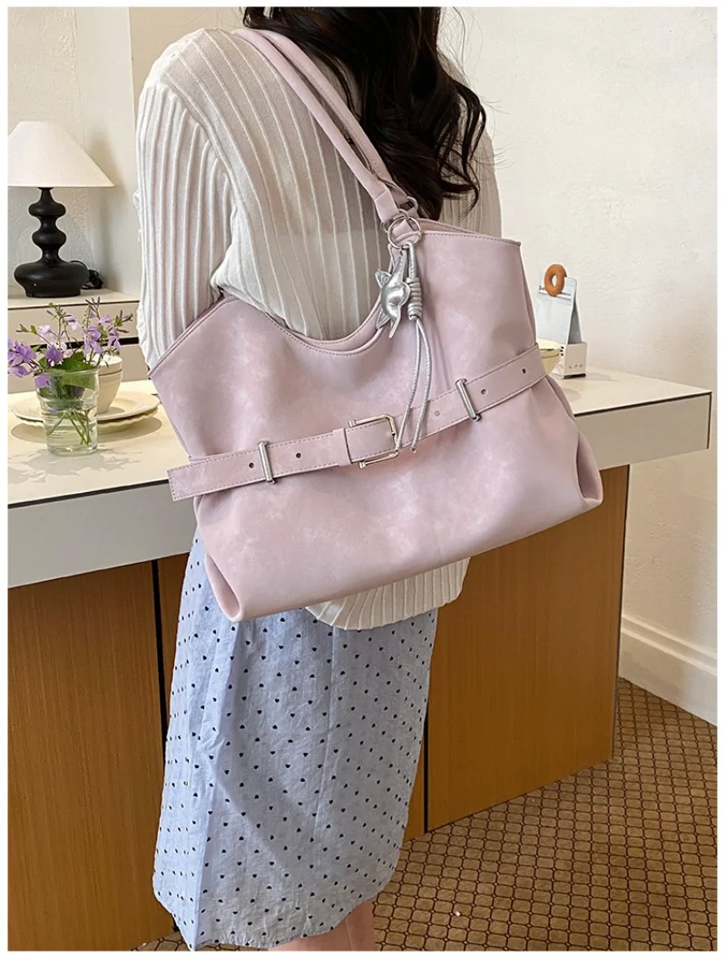 

Женская модная сумка-хобо из пастельной замши с подвеской-звездой, повседневная, для офиса, работы, путешествий, сумка на плечо, женские сумочки