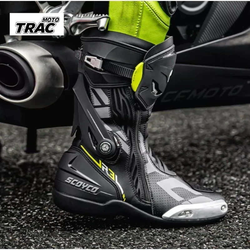 MR003 Knee-High Motorcycle Boots for Men Women Off-Road Highway Riding Durable Anti-Slip Sole Ankle Support All-Terrain Grip