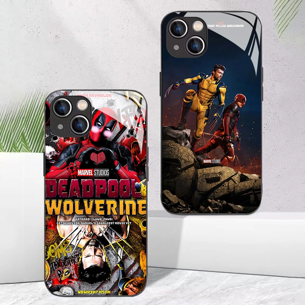 Marvels Deadpool Wolverine Phone Case for Samsung A73 A72 A55 A54 A53 A35 A34 A33 A32 A30 A24 A23 A22 4G 5G Glass Silicone Cover