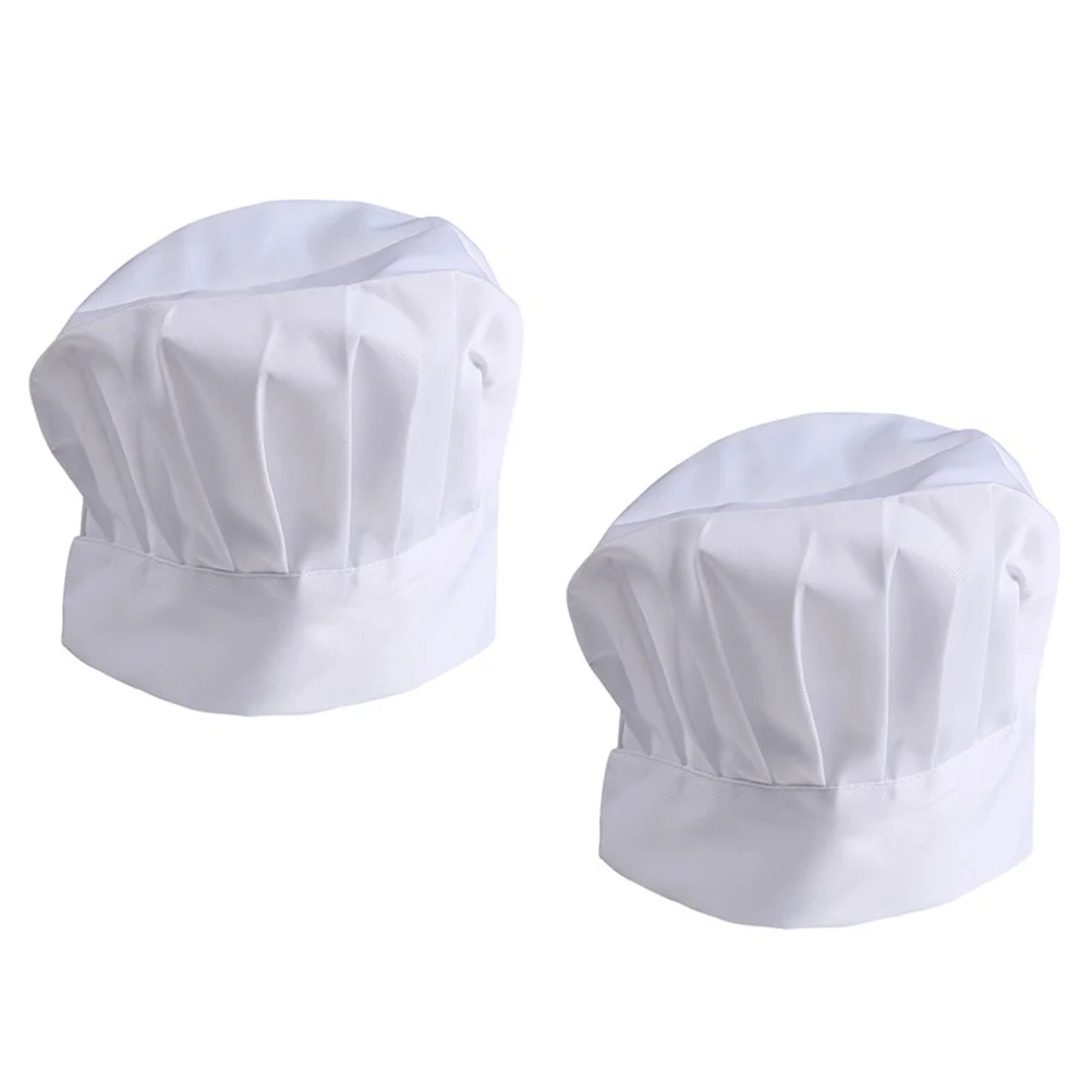 Gorro de Chef para hornear alimentos, gorro de Catering, fibra de poliéster ajustable, 2 uds.