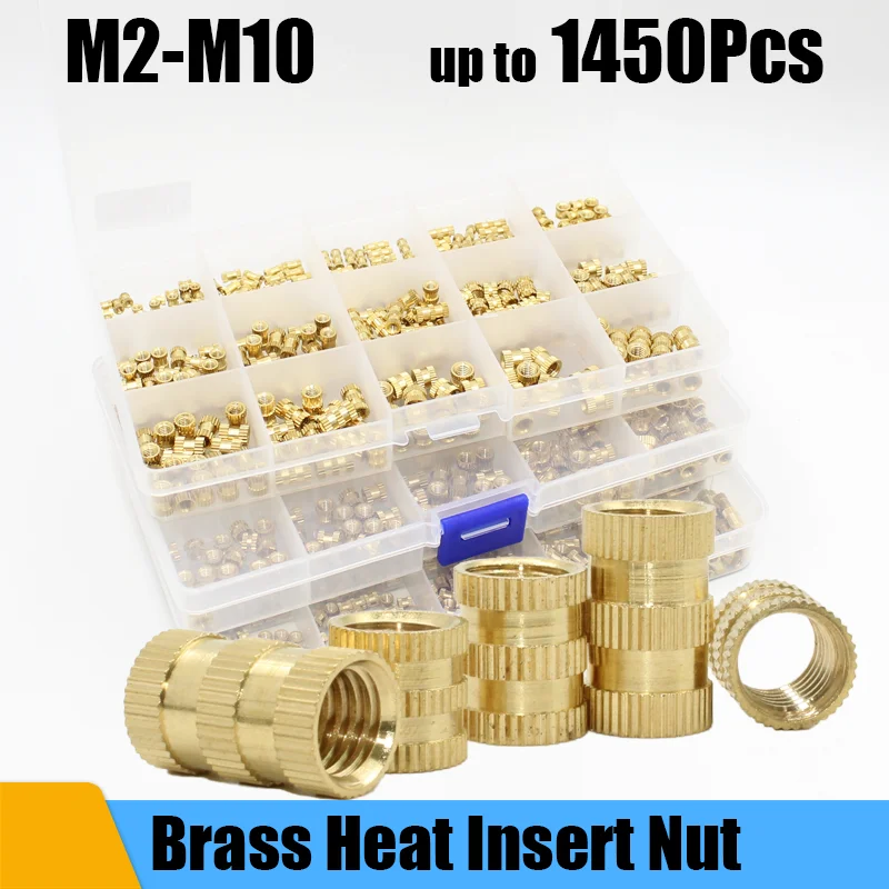 Brass Threaded Insert Nut M2-M10 Soldering Iron Tip TS100 Hot Melt Heat Press Nutsert Embedded Copper Insertnut for 3D Printer