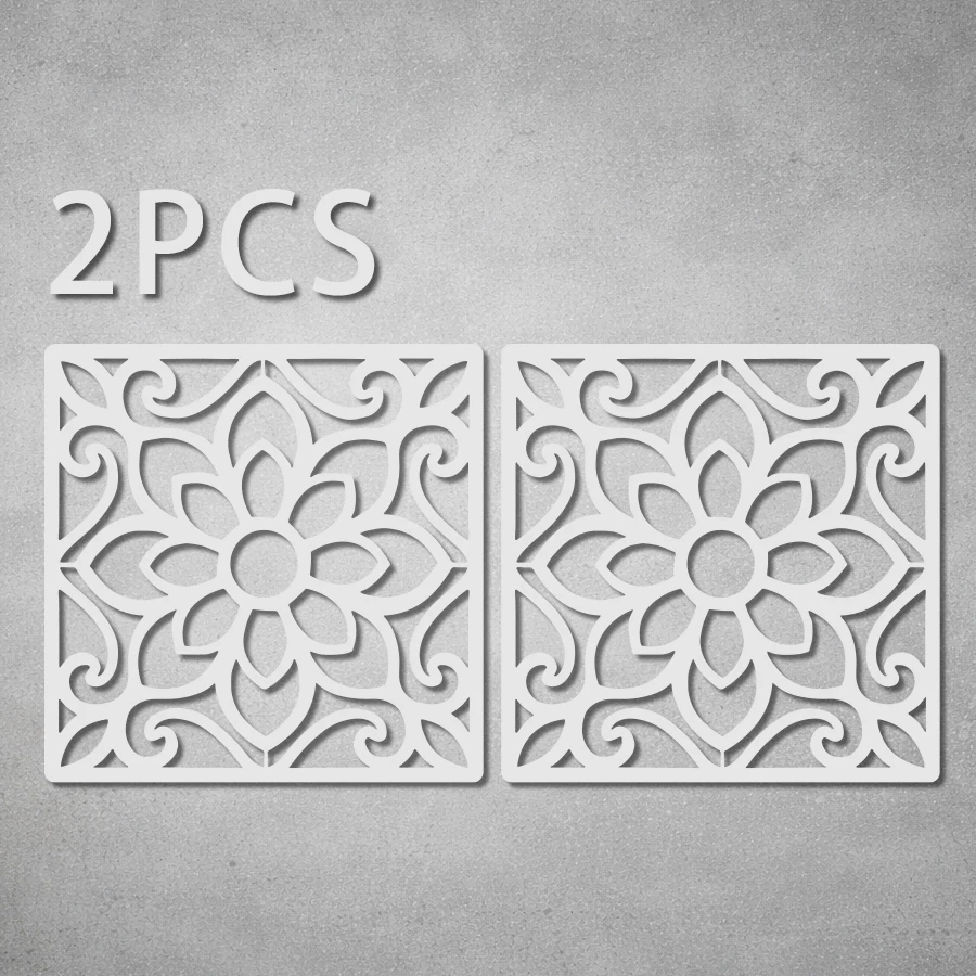 2 Stück 7,8 Zoll Fliesen-Schablonen, Blumen- und geometrische Muster, Wand- und Bodenmalerei-Schablonen für DIY-Dekoration