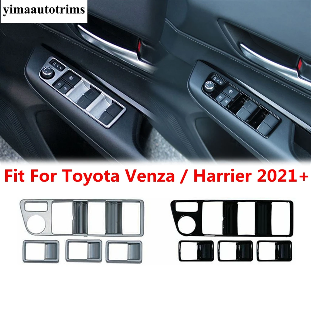 

Car Inner Door Armrest Window Lift Button Panel Cover Trim ABS Black Accessories Interior For Toyota Venza / Harrier 2021 - 2024