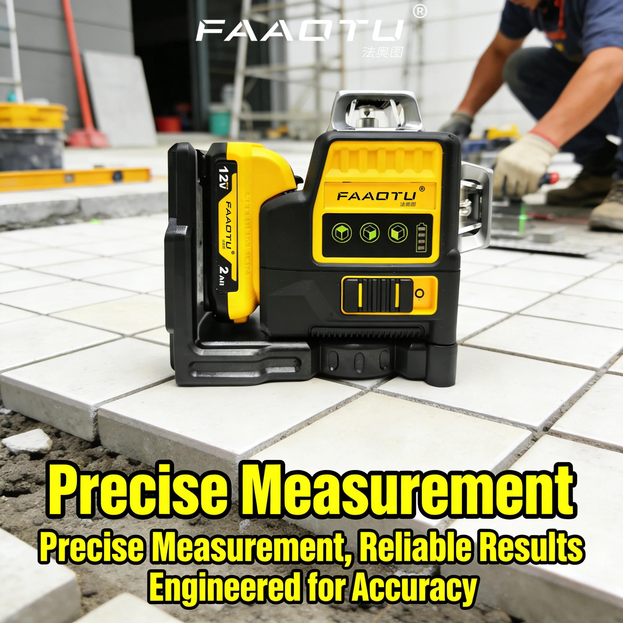 

FAAOTU 12V Green Beam Laser Level, Same Tough Reliability as DW, Perfect for Construction Suitable for DW battery