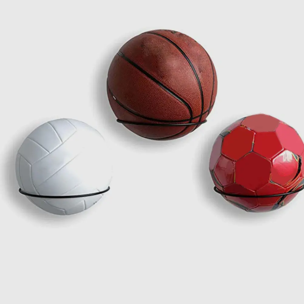 6Pcs Sturdy Iron Wall-Mounted Ball Holder Set Rust-Resistant Convenient Ball Mount for Basketball Football Helmets Display